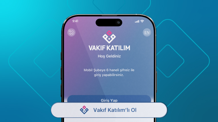 Vakıf Katılım Mobil Şube’yi indirin ve “Müşteri Ol” butonuna tıklayın.